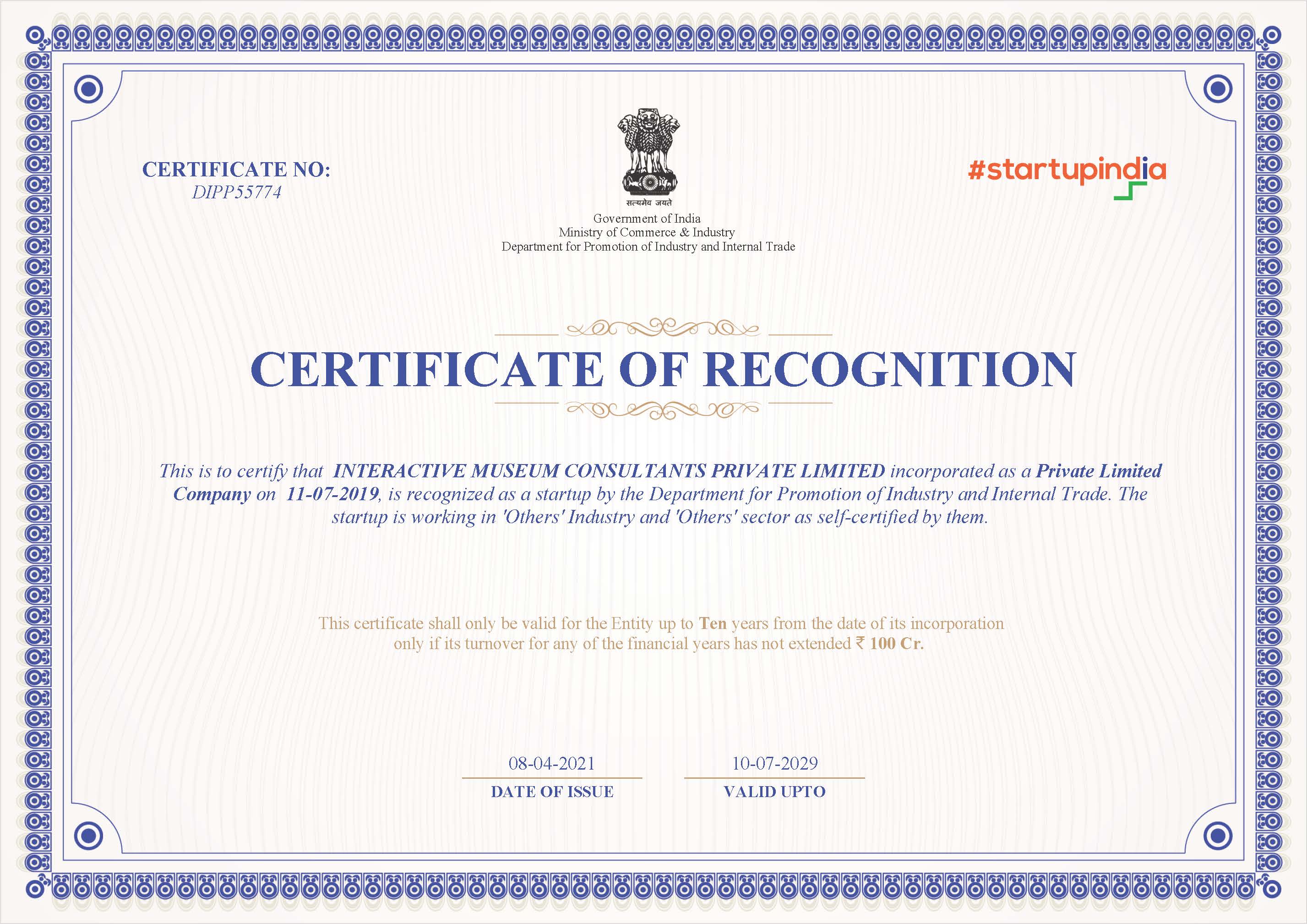 Certificate of Recognition